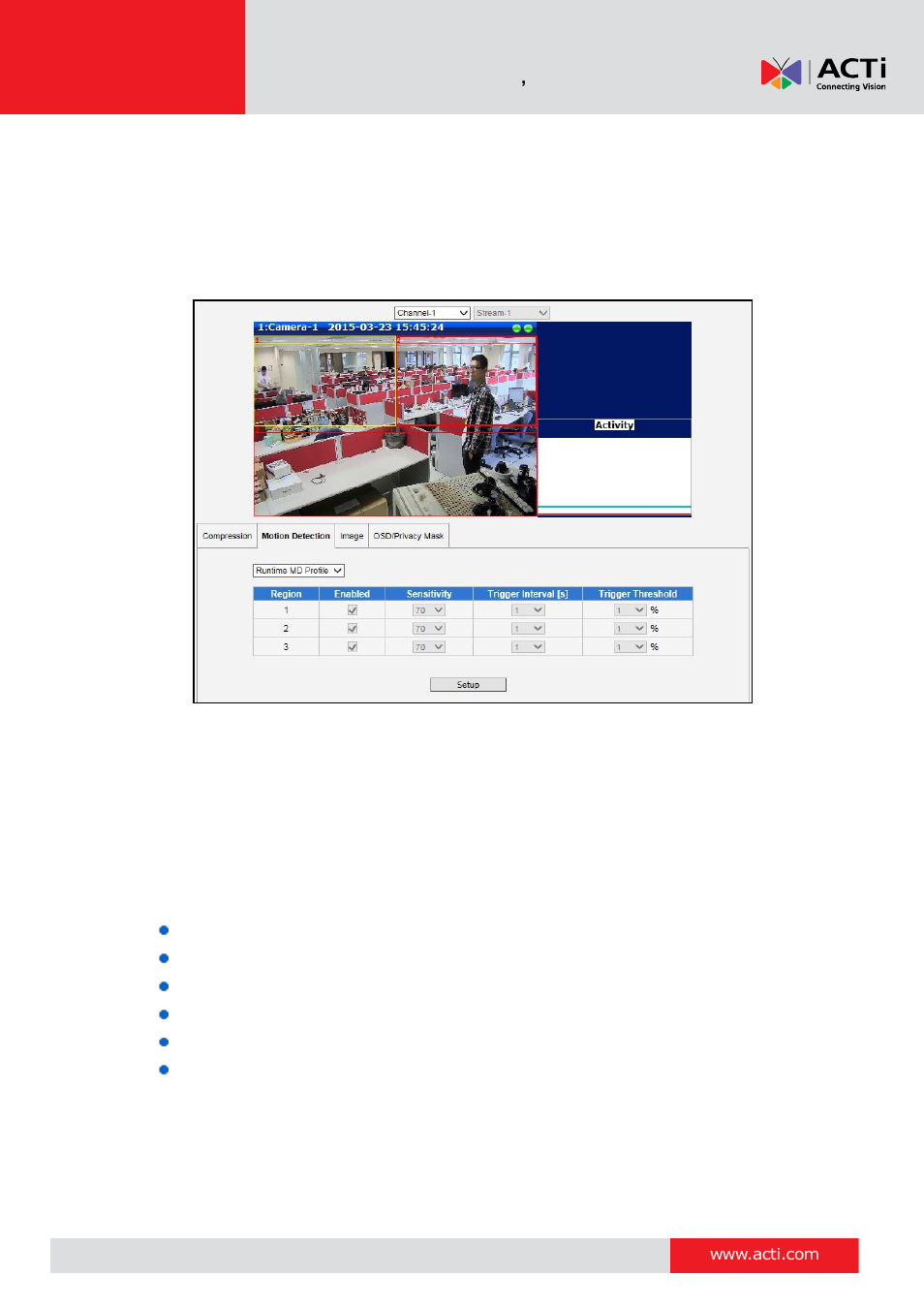 Motion detection | ACTi V11 User Manual | Page 48 / 91