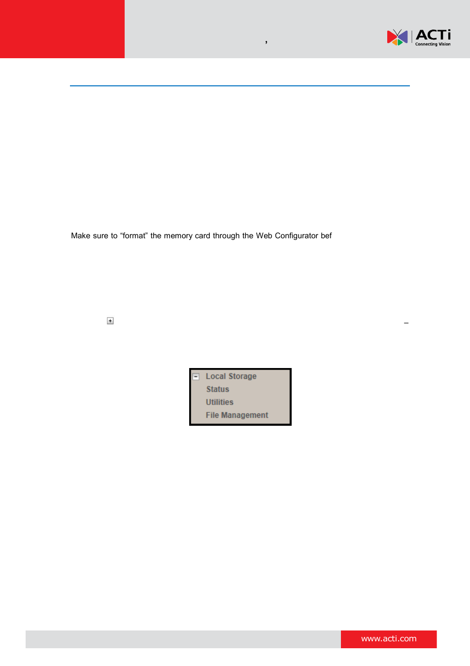 Local storage management | ACTi V11 User Manual | Page 77 / 91