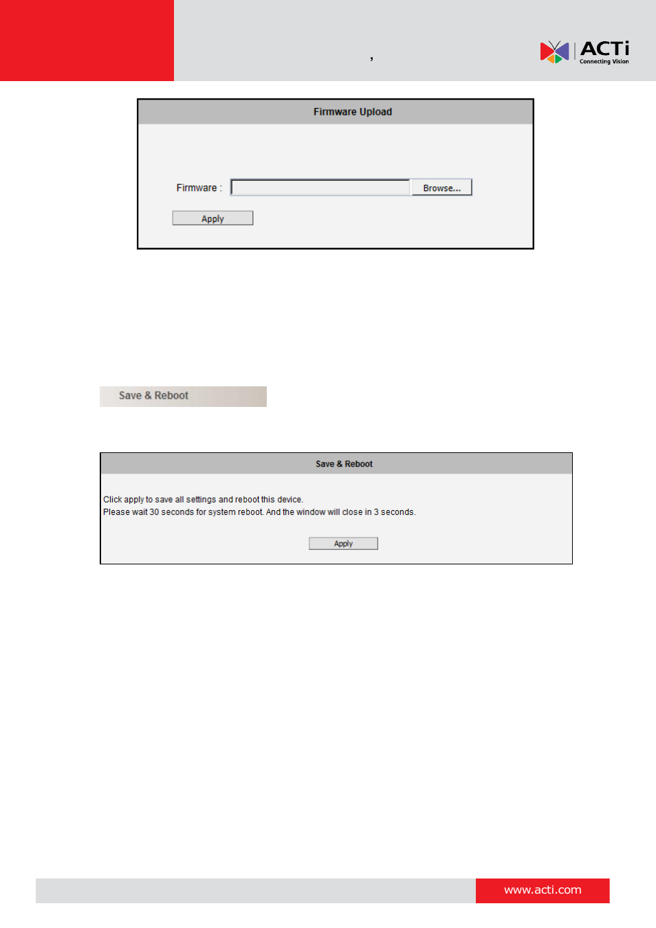 Save & reboot | ACTi V11 User Manual | Page 89 / 91