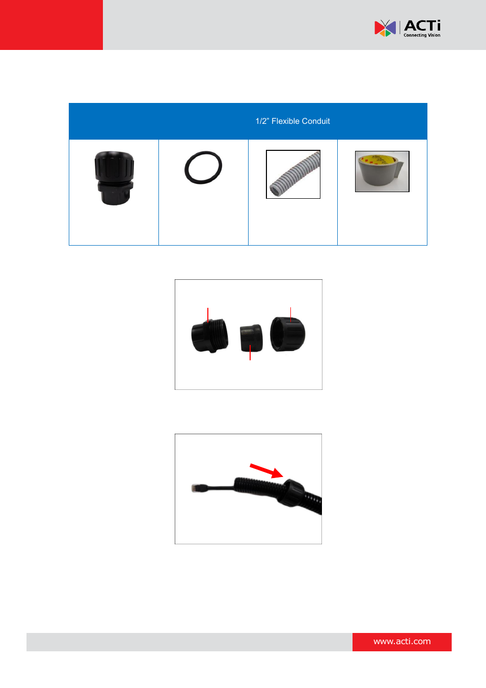 How to waterproof the cable using, The conduit gland, E 25 | Hardware manual | ACTi I93 User Manual | Page 25 / 53