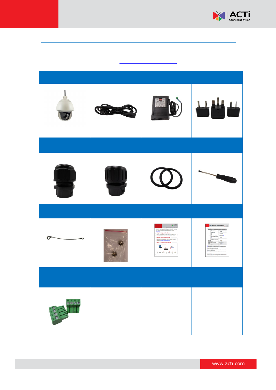 Package contents, Hardware manual | ACTi I93 User Manual | Page 8 / 53