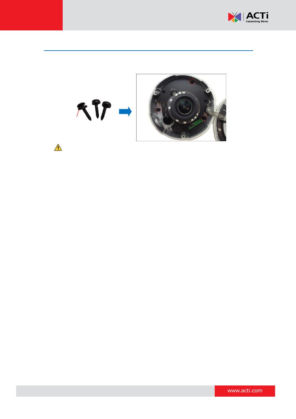 Step 4: install the camera to the surface | ACTi E89 User Manual | Page 24 / 47
