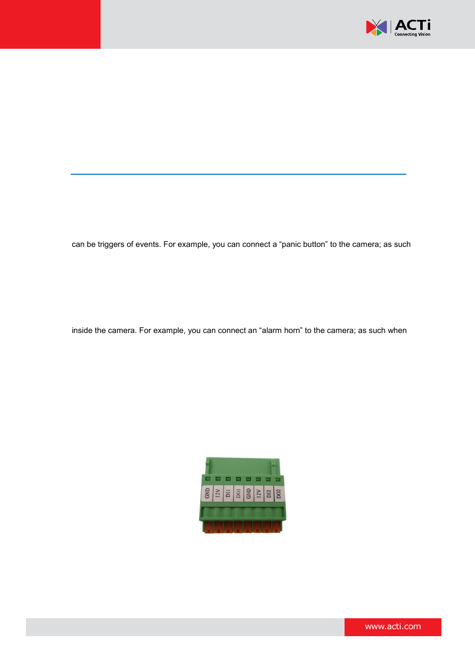 Other connections, How to connect the di/do devices (optional), How to connect the di/do | Devices, Optional), E 28 | ACTi E89 User Manual | Page 28 / 47
