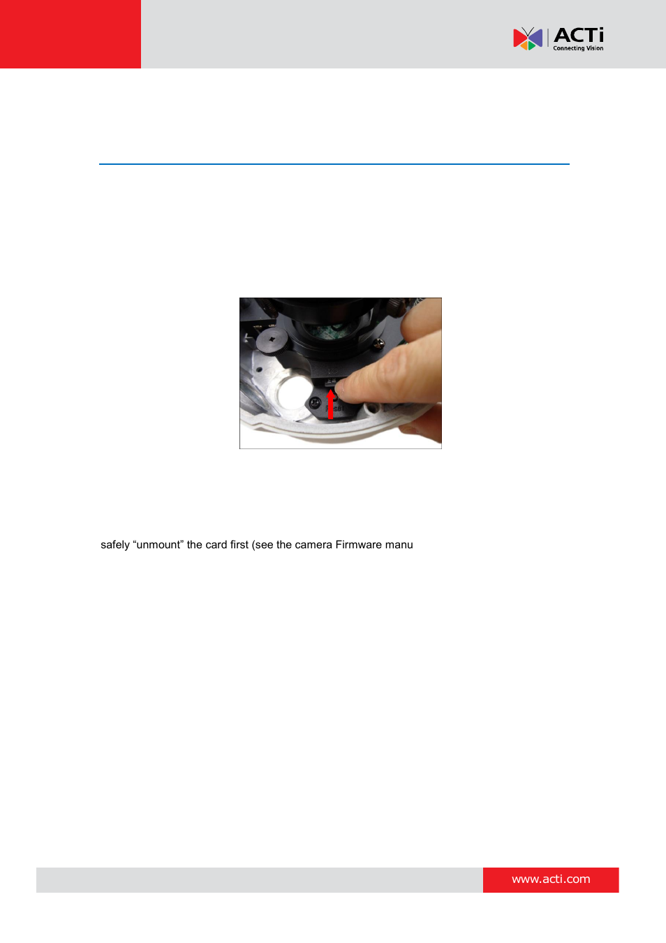 Other adjustments and accessories, How to install a memory card, How to insert the memory card | How to remove the memory card, How to install a, Memory card | ACTi E89 User Manual | Page 33 / 47