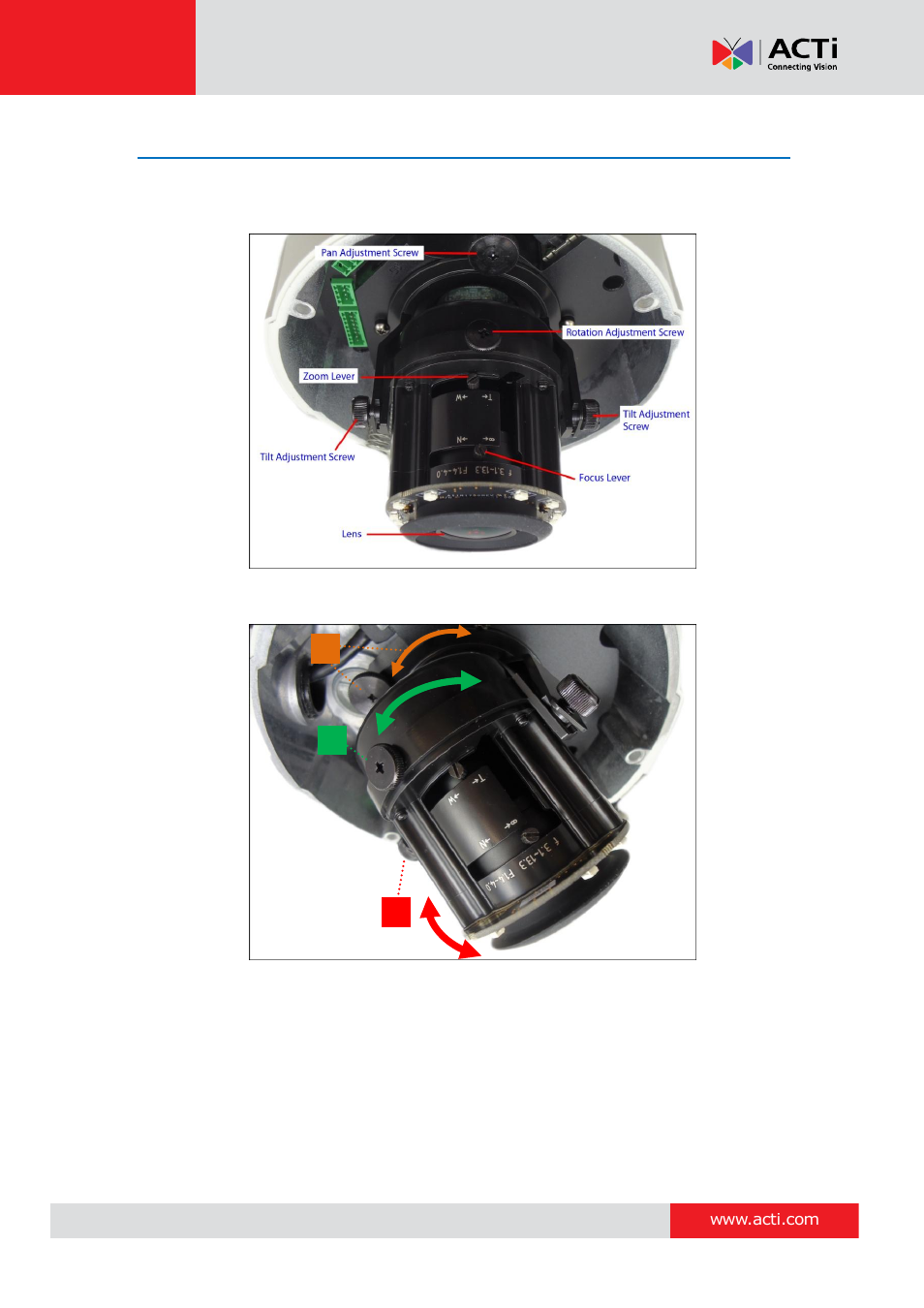 How to adjust the viewing angle and focus, How to, Adjust the viewing angle and focus | ACTi E89 User Manual | Page 34 / 47