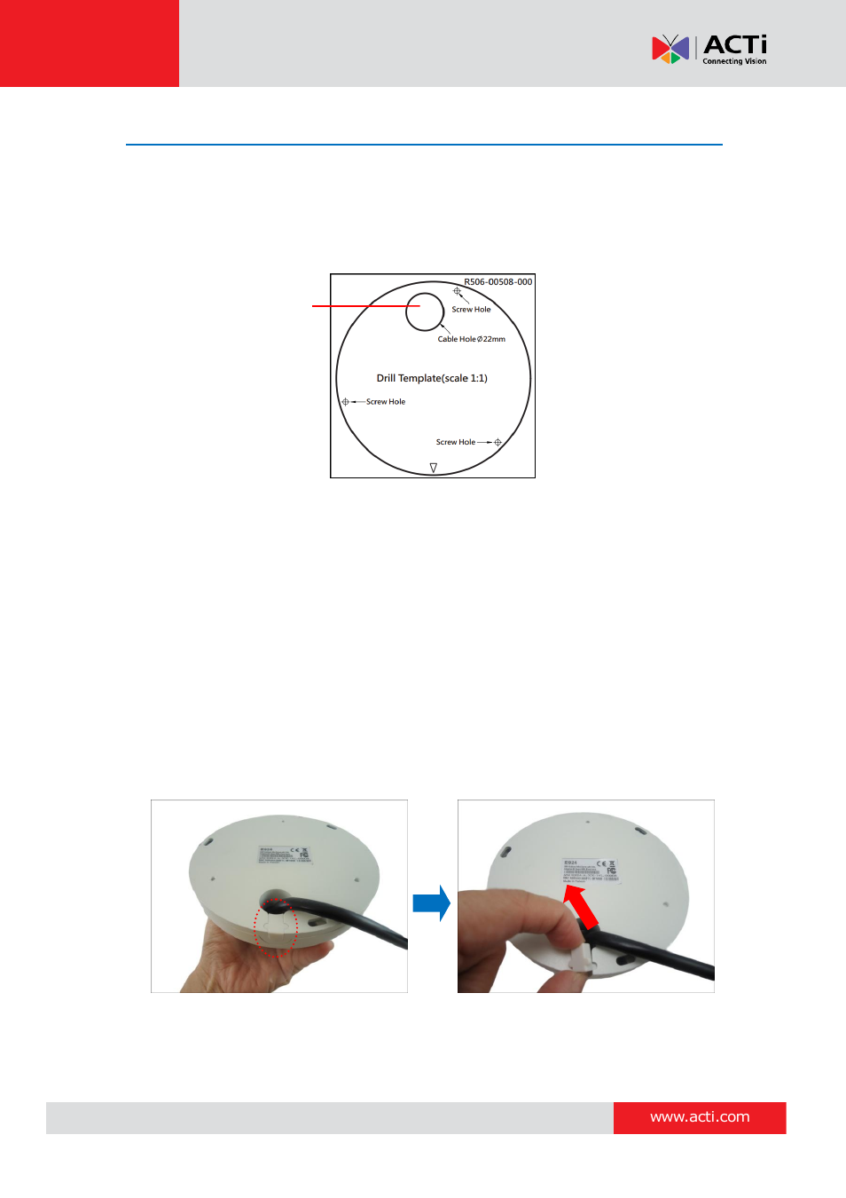 Step 3: route the cables, Hardware manual | ACTi E924~E929 User Manual | Page 17 / 40