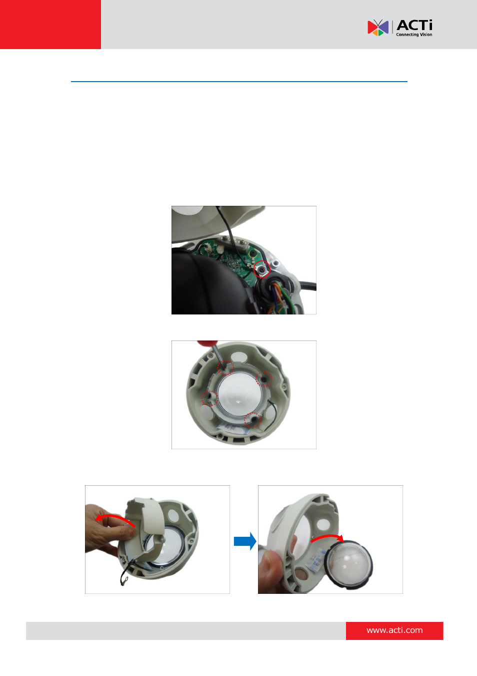 How to replace the dome cover | ACTi E924~E929 User Manual | Page 30 / 40