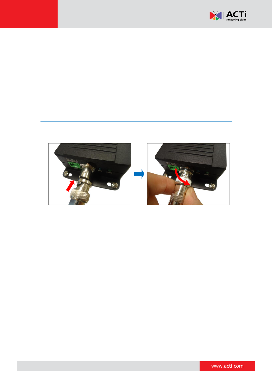 Making connections, Connecting the analog camera, Connecting a power adapter | Optional) | ACTi V11 User Manual | Page 10 / 20