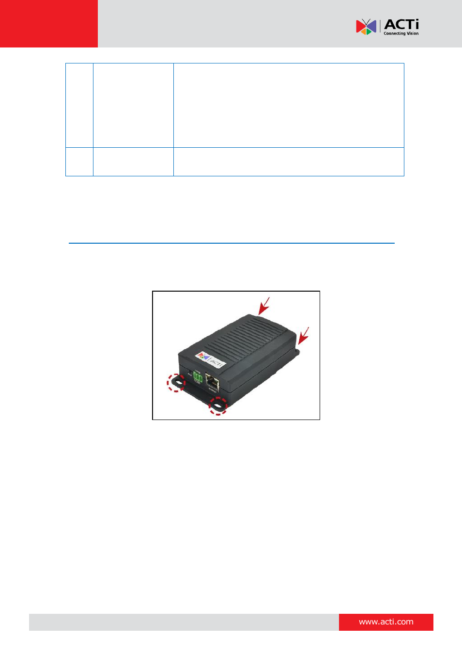 Mounting the device | ACTi V11 User Manual | Page 8 / 20