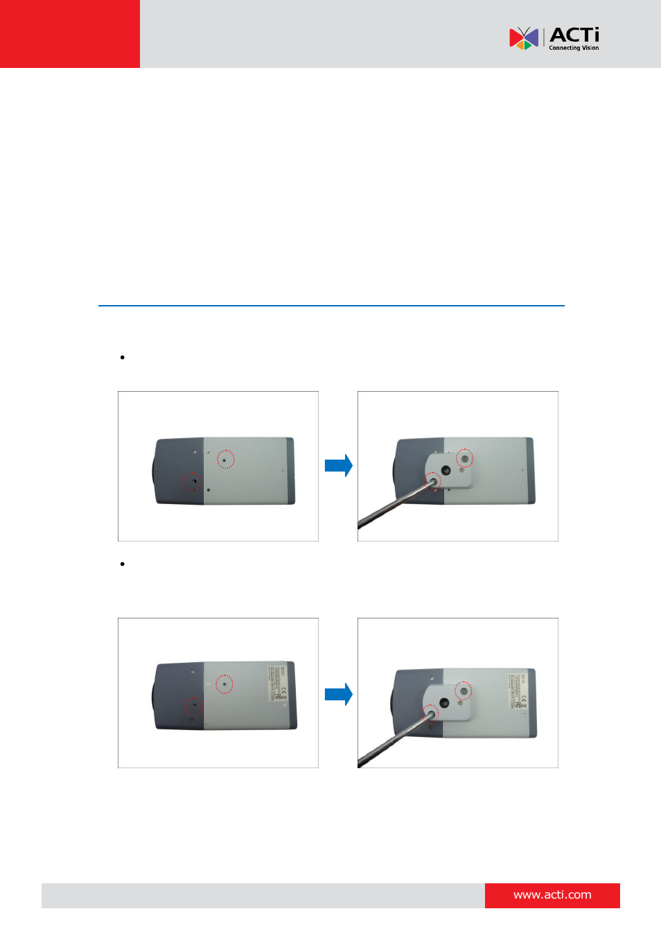 Indoor installation procedures, Step 1: attach the mounting block | ACTi E213 User Manual | Page 20 / 32