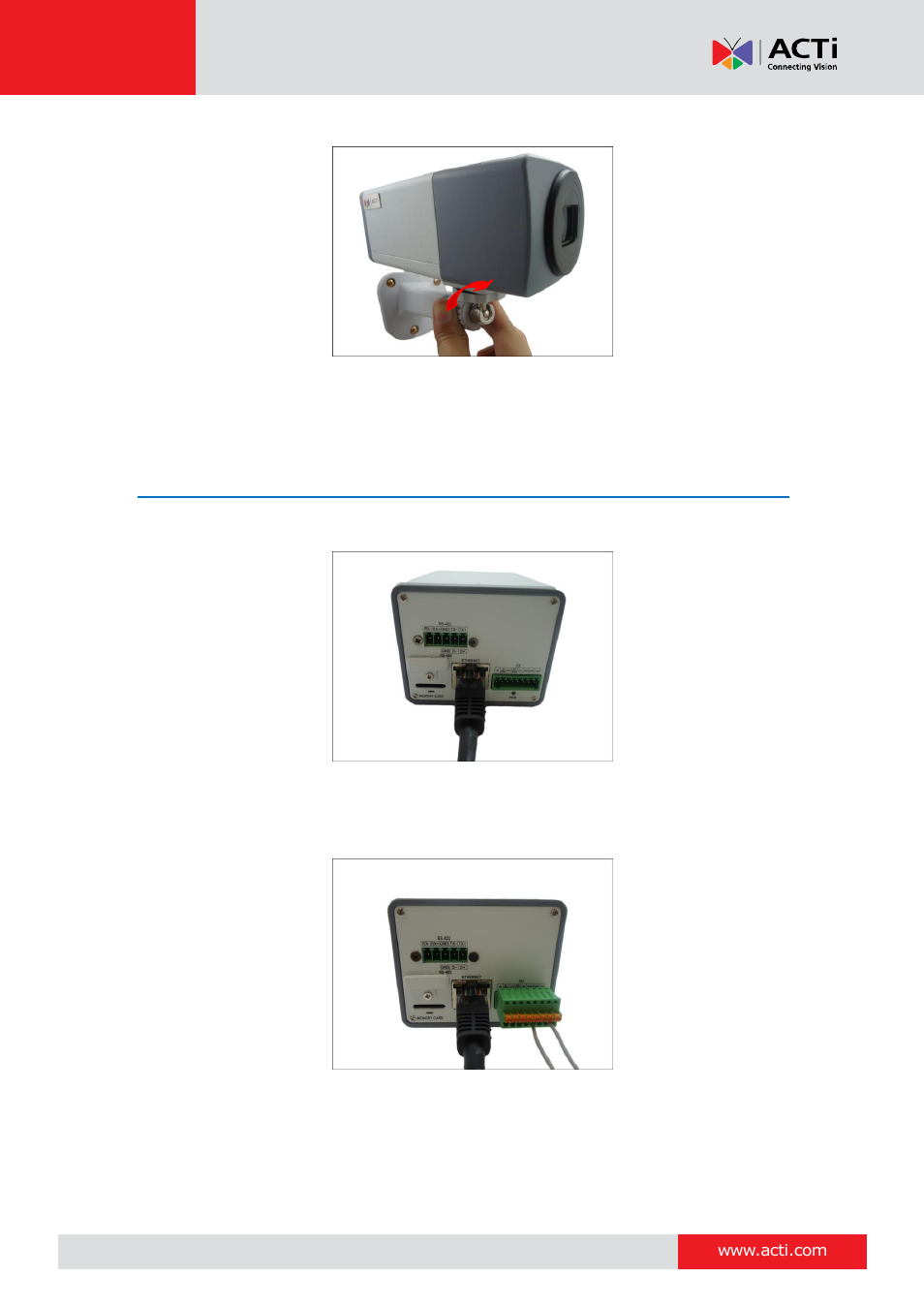 Step 4: connect the cable(s) | ACTi E213 User Manual | Page 23 / 32