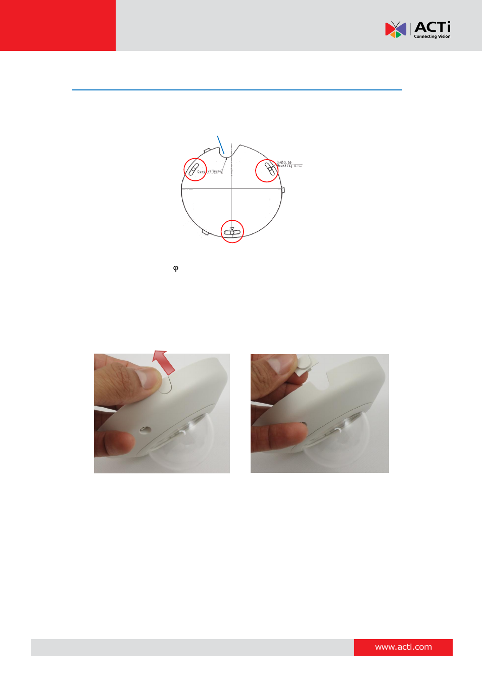 Installing the camera on a surface, E 13 | ACTi D91 User Manual | Page 13 / 36