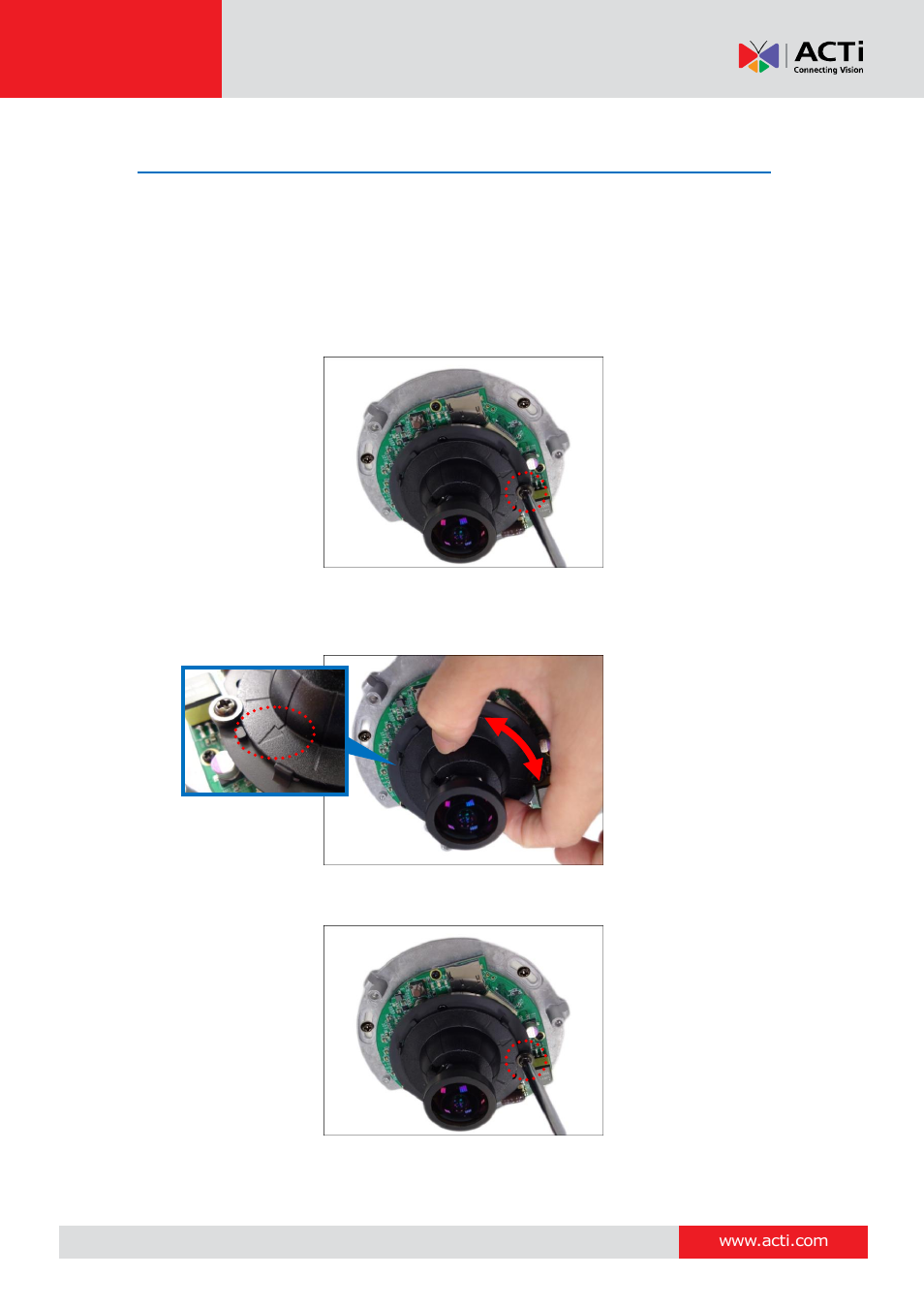 How to rotate the viewing orientation (e96 / e98) | ACTi D91 User Manual | Page 24 / 36
