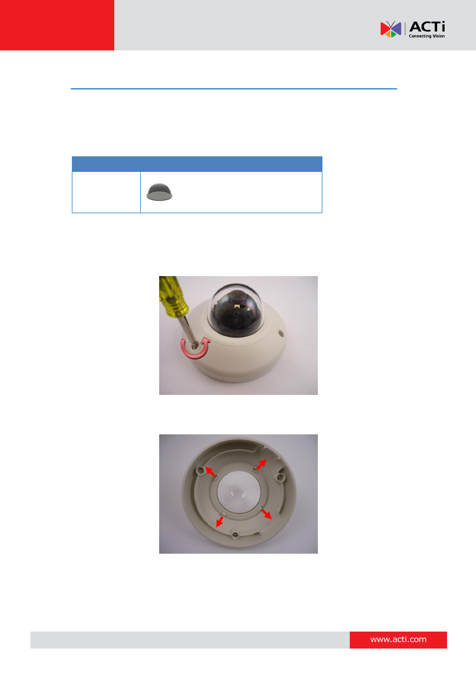 How to replace the dome cover | ACTi D91 User Manual | Page 25 / 36