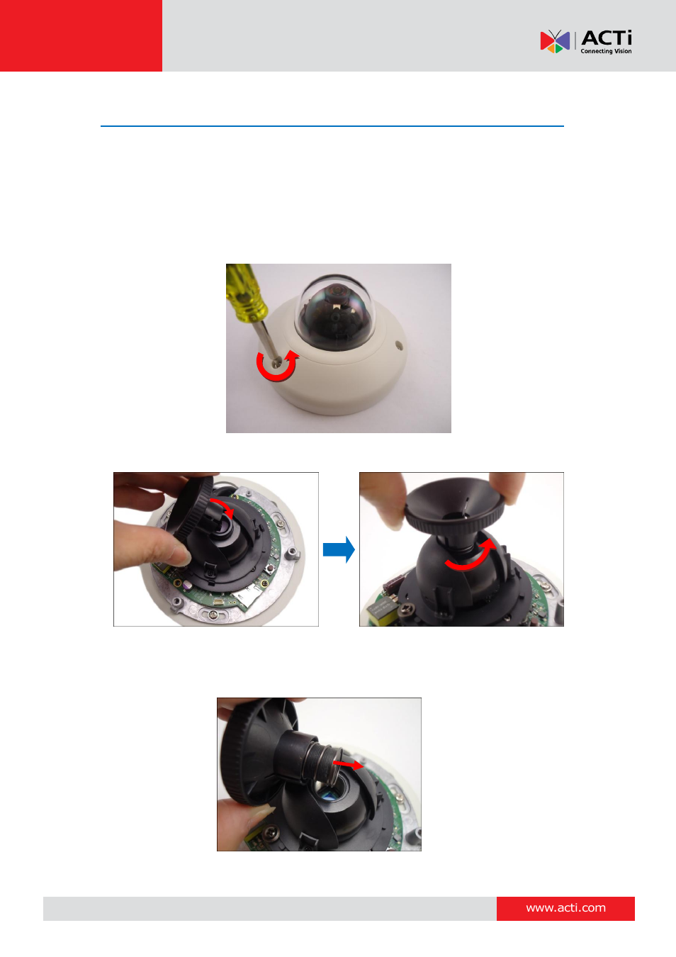 How to replace the lens (d91 / d92 only) | ACTi D91 User Manual | Page 27 / 36