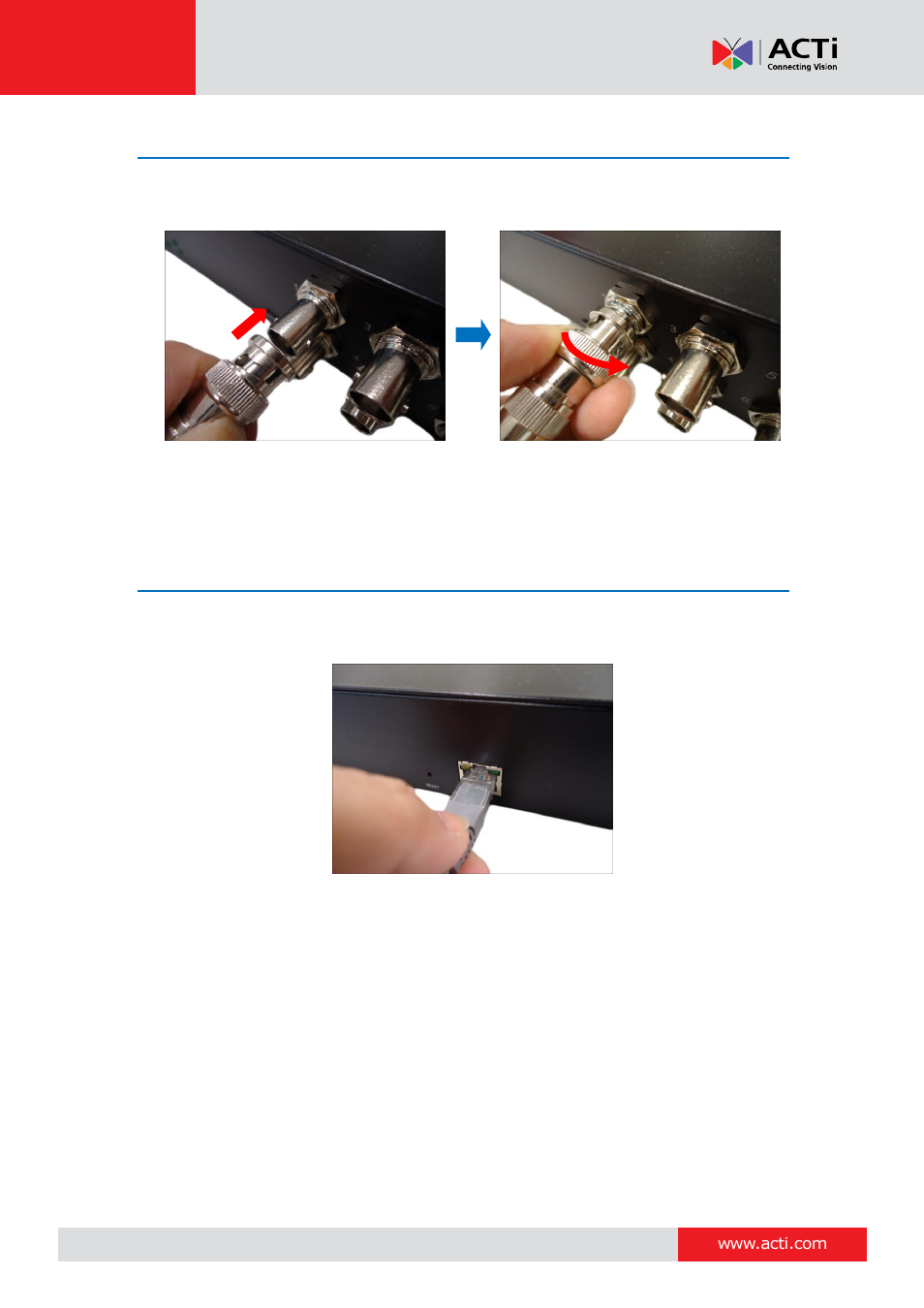 Connecting the analog camera, Connect to network, Connecting the analog | Camera | ACTi V31 User Manual | Page 15 / 31