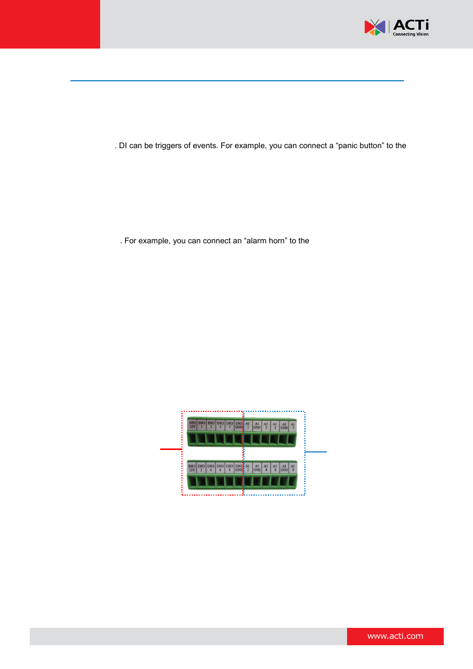 Connecting the digital input/output, Devices (optional), Encoder hardware manual | ACTi V31 User Manual | Page 16 / 31