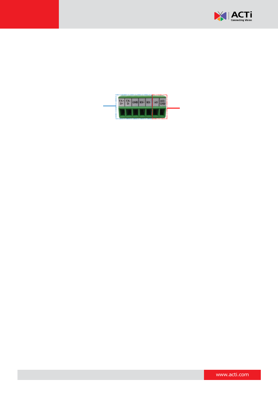 Connecting an audio output device, Encoder hardware manual | ACTi V31 User Manual | Page 22 / 31