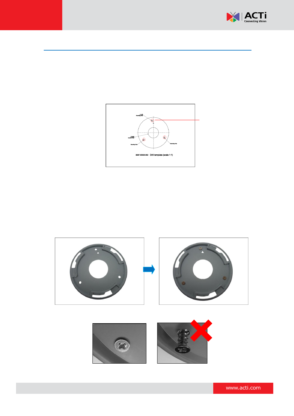 Step 2: attach the mounting plate, Hardware manual | ACTi D51 User Manual | Page 14 / 31