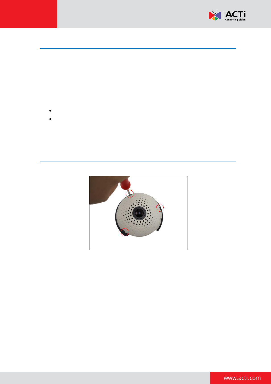 Step 3: prepare other device connectors (optional), Step 4: install the camera | ACTi Indoor Hemispheric / Fisheye Dome on Straight Wall User Manual | Page 12 / 26