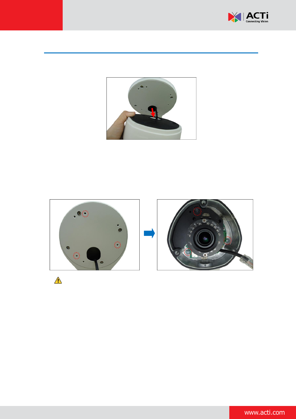 Step 5: install the camera to the wall mount | ACTi Outdoor Dome on Straight Wall with Accessory Sets of PMAX-0314 User Manual | Page 29 / 65