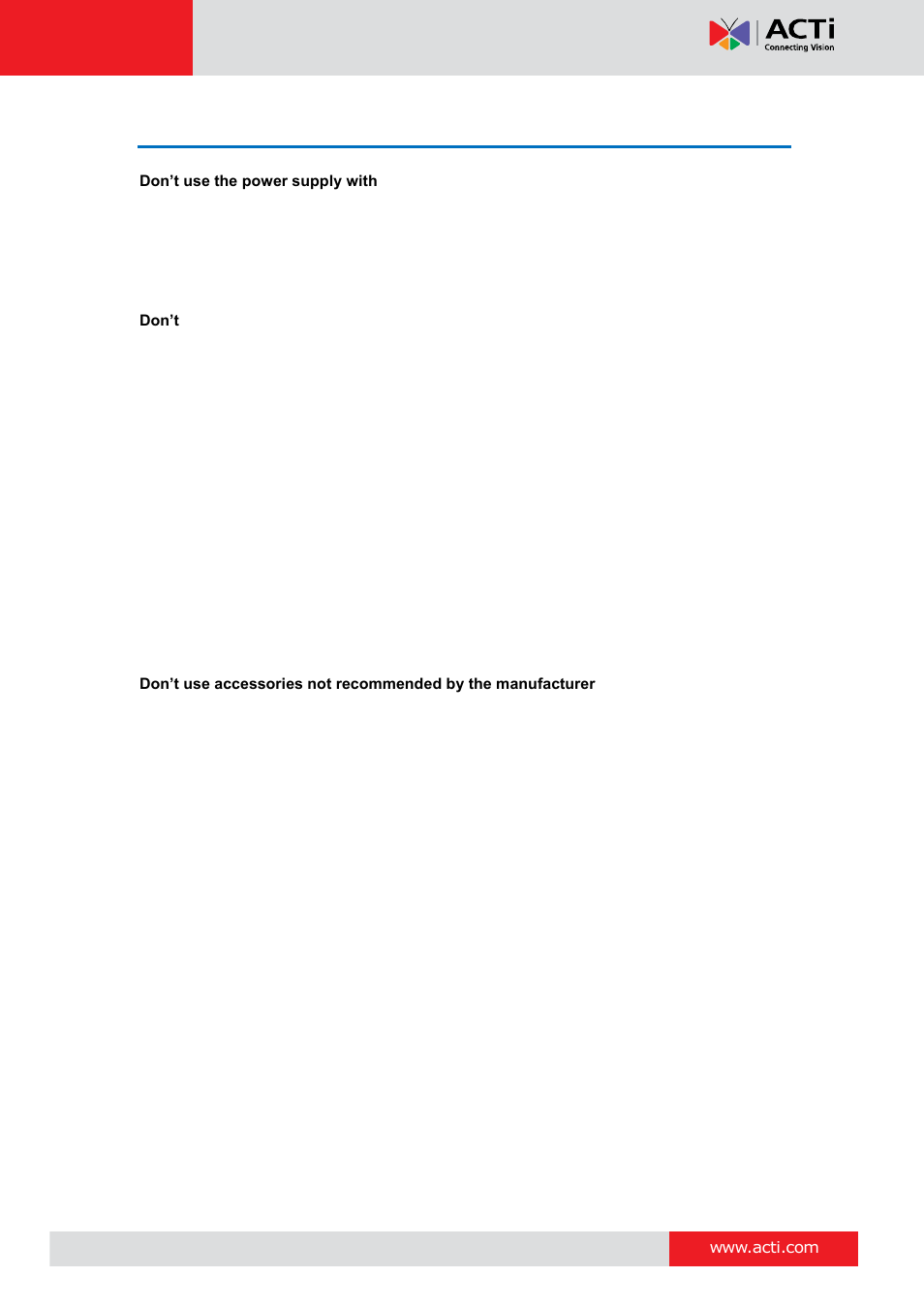 Safety instructions | ACTi KCM-5211E User Manual | Page 4 / 27