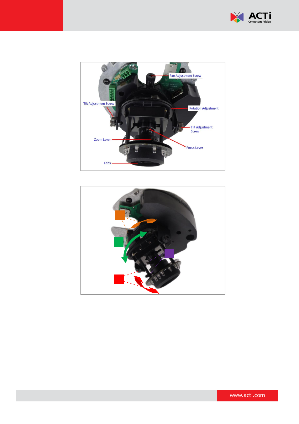 D65a, e62a, e63a, e65a, e68, e69 camera models, Hardware manual | ACTi D61A User Manual | Page 26 / 37