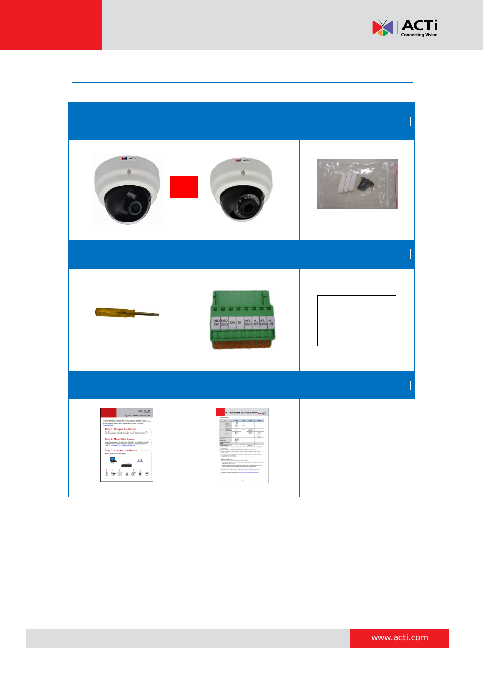 Package contents | ACTi D61A User Manual | Page 8 / 37