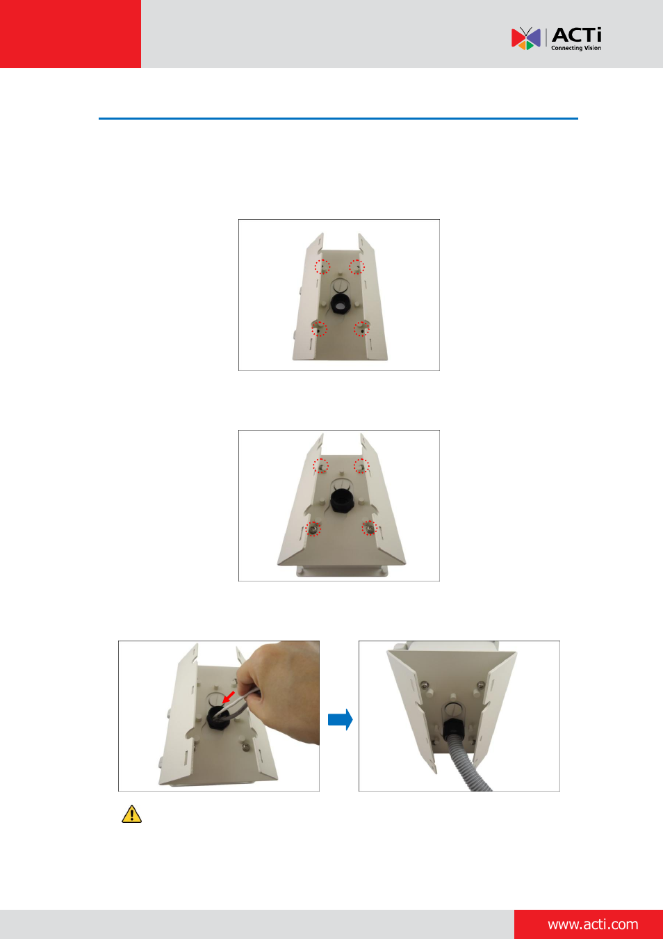 Step 4: prepare the pole mount kit | ACTi Outdoor PTZ / Speed Dome (I9x) on Horizontal Pole with Pendant Mount User Manual | Page 23 / 36