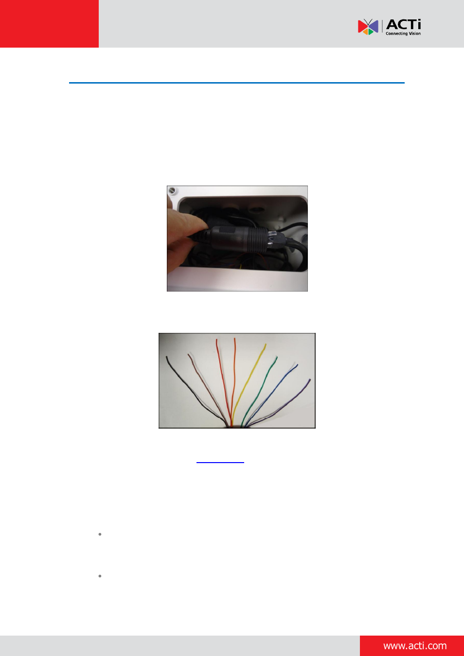 Step 7: connect the cables, Installation guide | ACTi Outdoor PTZ / Speed Dome (I9x) on Horizontal Pole with Pendant Mount User Manual | Page 29 / 36