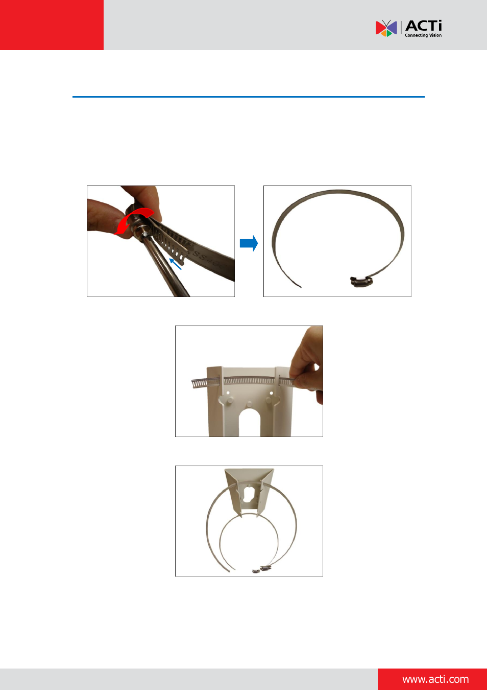 Step 2: attach the pole mount kit | ACTi Outdoor PTZ / Speed Dome (I9x) on Horizontal Pole with Pendant Mount User Manual | Page 6 / 36