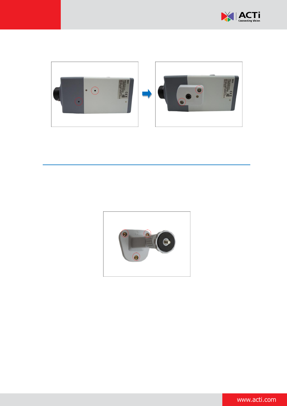 Step 2: mount the indoor bracket | ACTi Indoor Box Camera on Wall with Bracket User Manual | Page 5 / 31