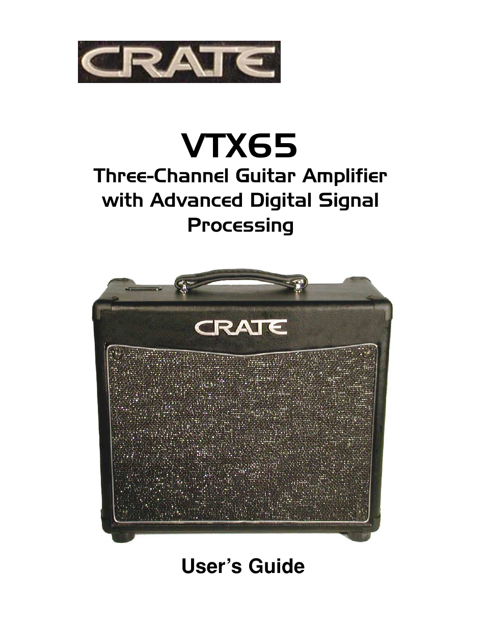 Crate Amplifiers CHANNEL GUITAR AMPLIFIER WITH ADVANCED DSP VTX65 User Manual | 16 pages