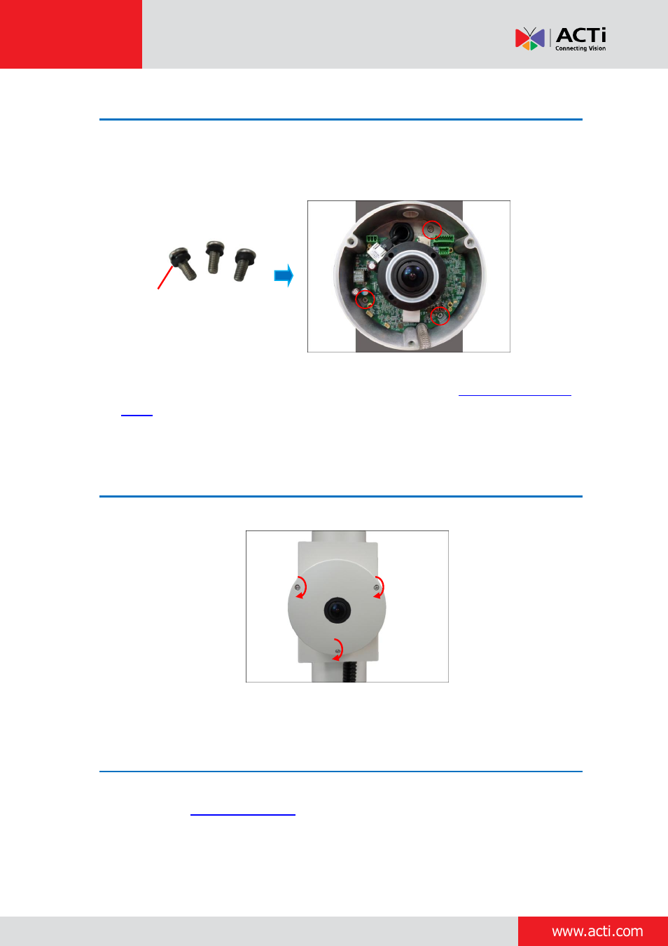 Step 5: install the camera to the tilted mount, Step 6: close the cover, Step 7: access the camera live view | ACTi Outdoor Hemispheric / Fisheye Dome on Vertical Pole with Tilted Mount (PMAX-0310) User Manual | Page 19 / 27