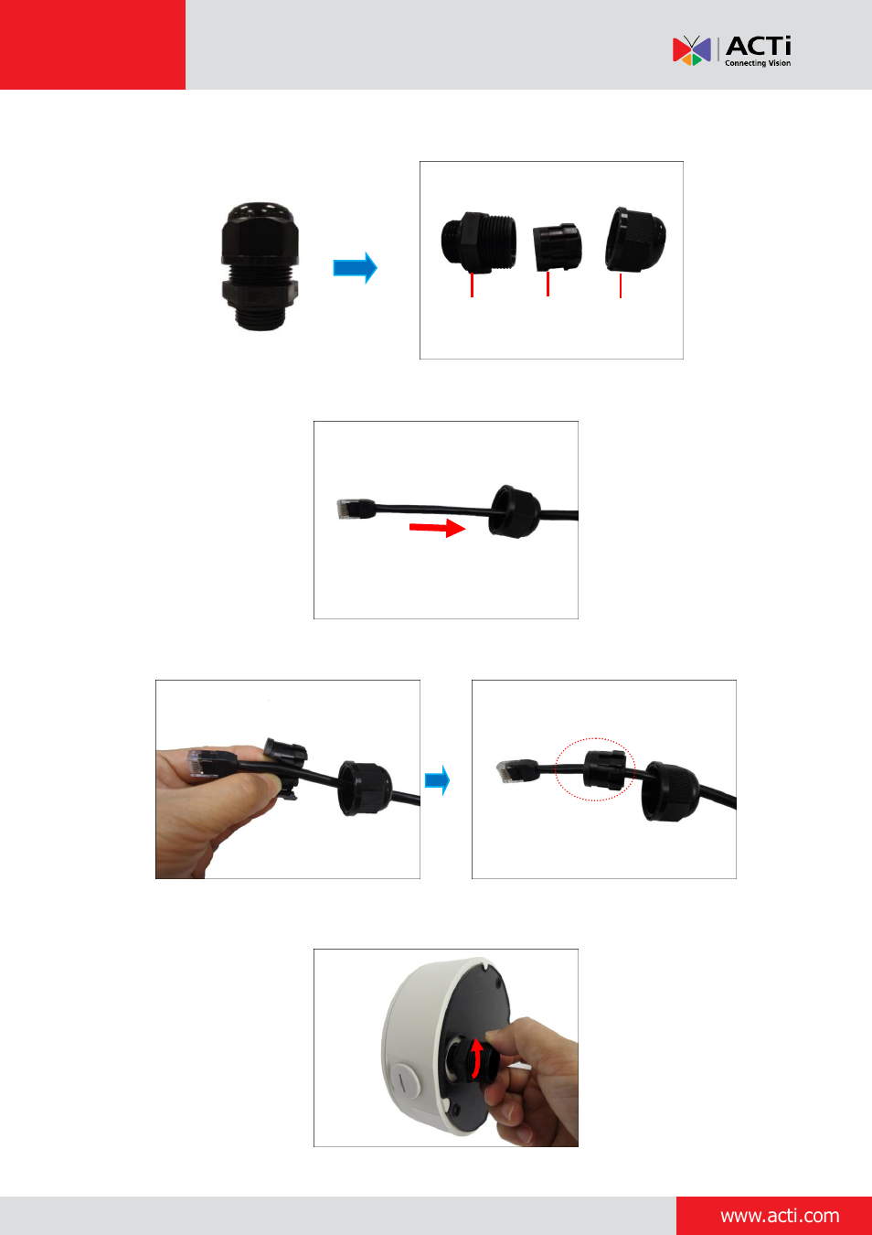 Installation guide | ACTi Outdoor Hemispheric / Fisheye Dome on Vertical Pole with Tilted Mount (PMAX-0310) User Manual | Page 7 / 27