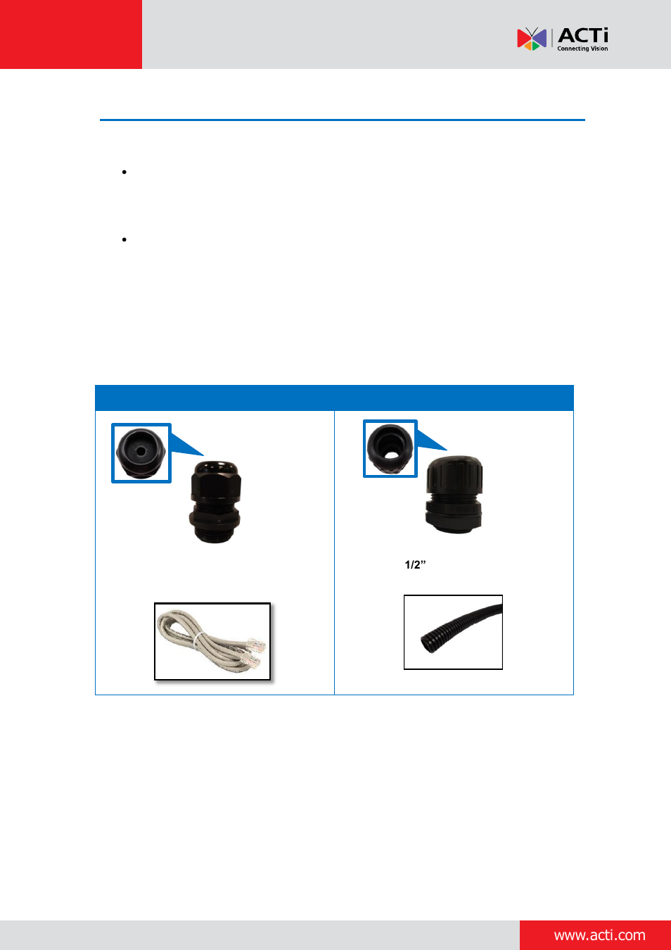 Step 1: prepare for waterproof installation | ACTi Outdoor Dome (B8xI8x) on Tilted Wall with Gang Box Converter User Manual | Page 4 / 35