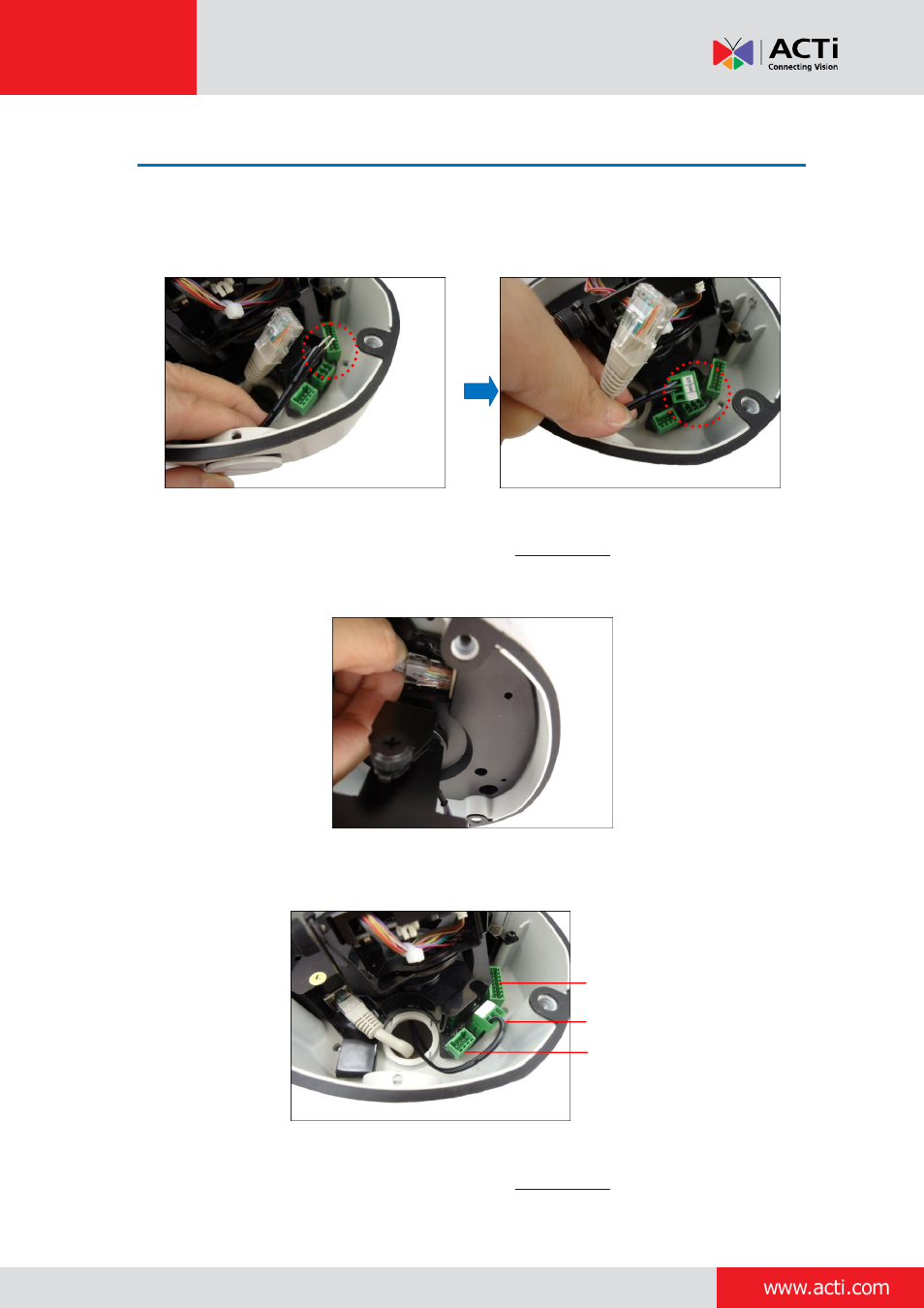 Step 7: connect the cable(s), Installation guide | ACTi Outdoor Dome on Vertical Pole with Accessory Sets User Manual | Page 17 / 51