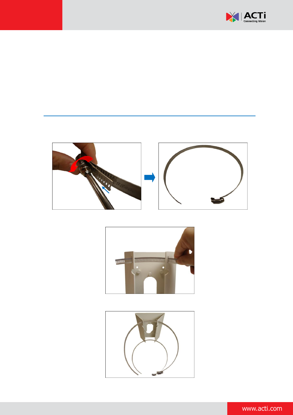 Pole mount with gooseneck installation procedures, Step 1: attach the pole mount, Pole mount with | Gooseneck | ACTi Outdoor Dome on Vertical Pole with Accessory Sets User Manual | Page 20 / 51