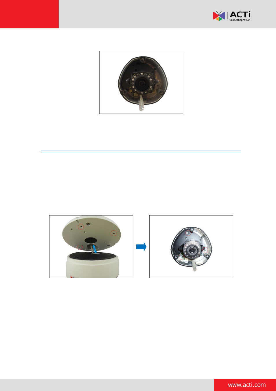 Step 6: install the camera to the mount kit | ACTi Outdoor Dome on Vertical Pole with Accessory Sets User Manual | Page 31 / 51