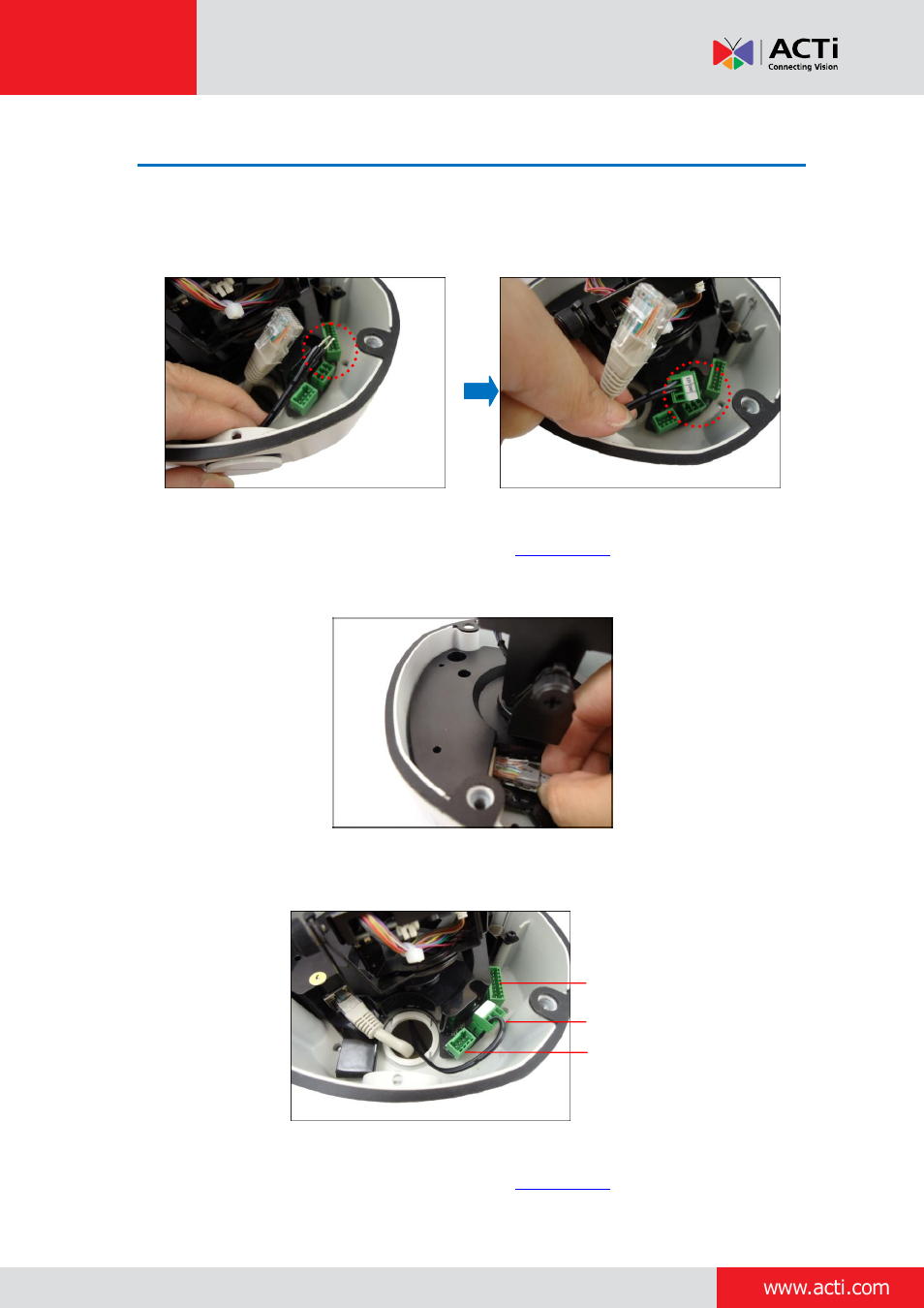 Step 7: connect the cable(s), Installation guide | ACTi Outdoor Dome on Vertical Pole with Accessory Sets User Manual | Page 32 / 51