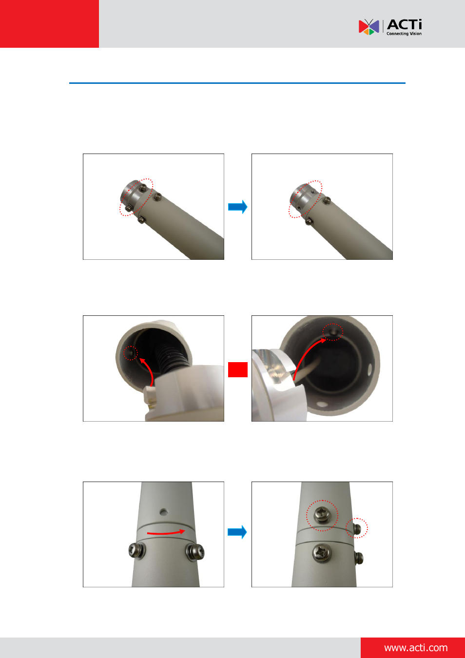 Installing extension tubes, E 48, Installation guide | ACTi Outdoor Dome on Vertical Pole with Accessory Sets User Manual | Page 48 / 51