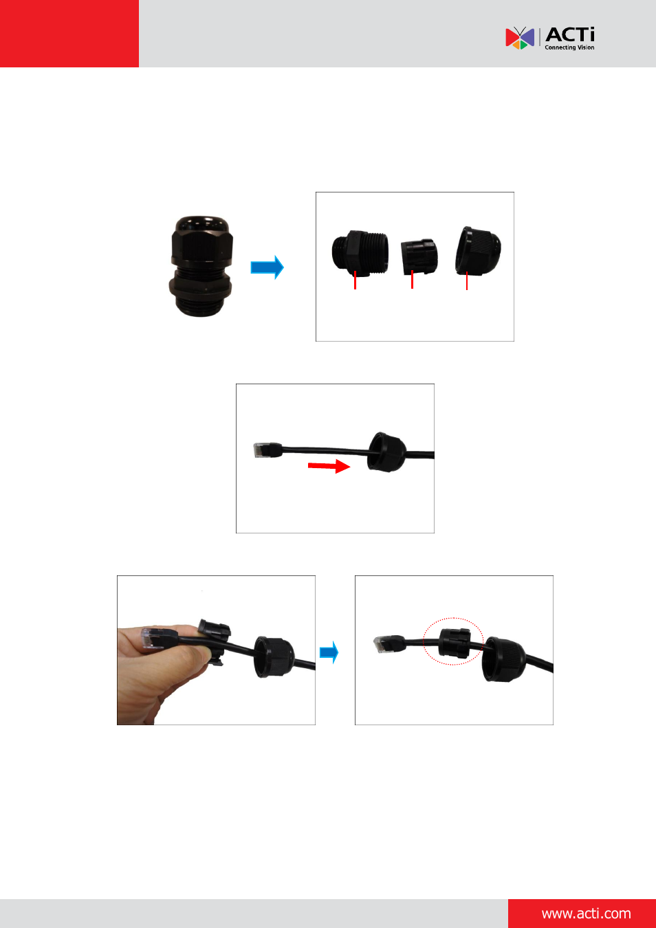 Waterproof solution with naked cable, Installation guide, 6waterproof solution with naked cable | ACTi Outdoor Dome on Tilted Wall User Manual | Page 6 / 31