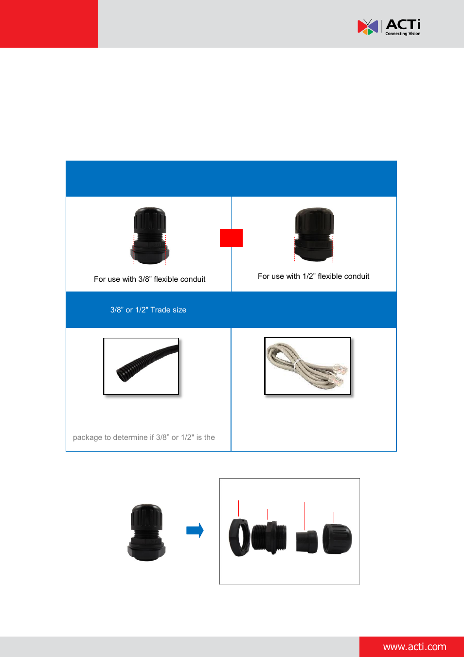 Waterproof solution with conduit, Installation guide, 8waterproof solution with conduit | ACTi Outdoor Dome on Tilted Wall User Manual | Page 8 / 31