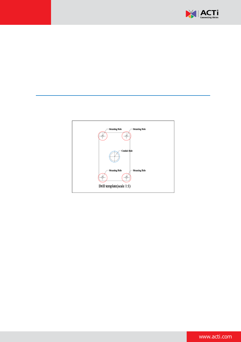 Step 1: drill the holes, Gooseneck | ACTi Outdoor Dome on Straight Wall with Accessory Sets User Manual | Page 32 / 77