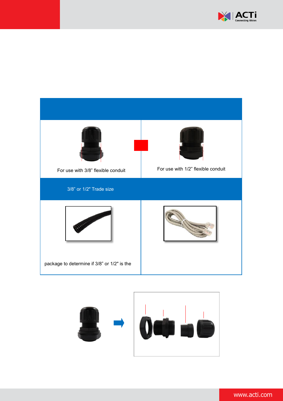 Waterproof solution with conduit, Installation guide, 48 waterproof solution with conduit | ACTi Outdoor Dome on Straight Wall with Accessory Sets User Manual | Page 48 / 77