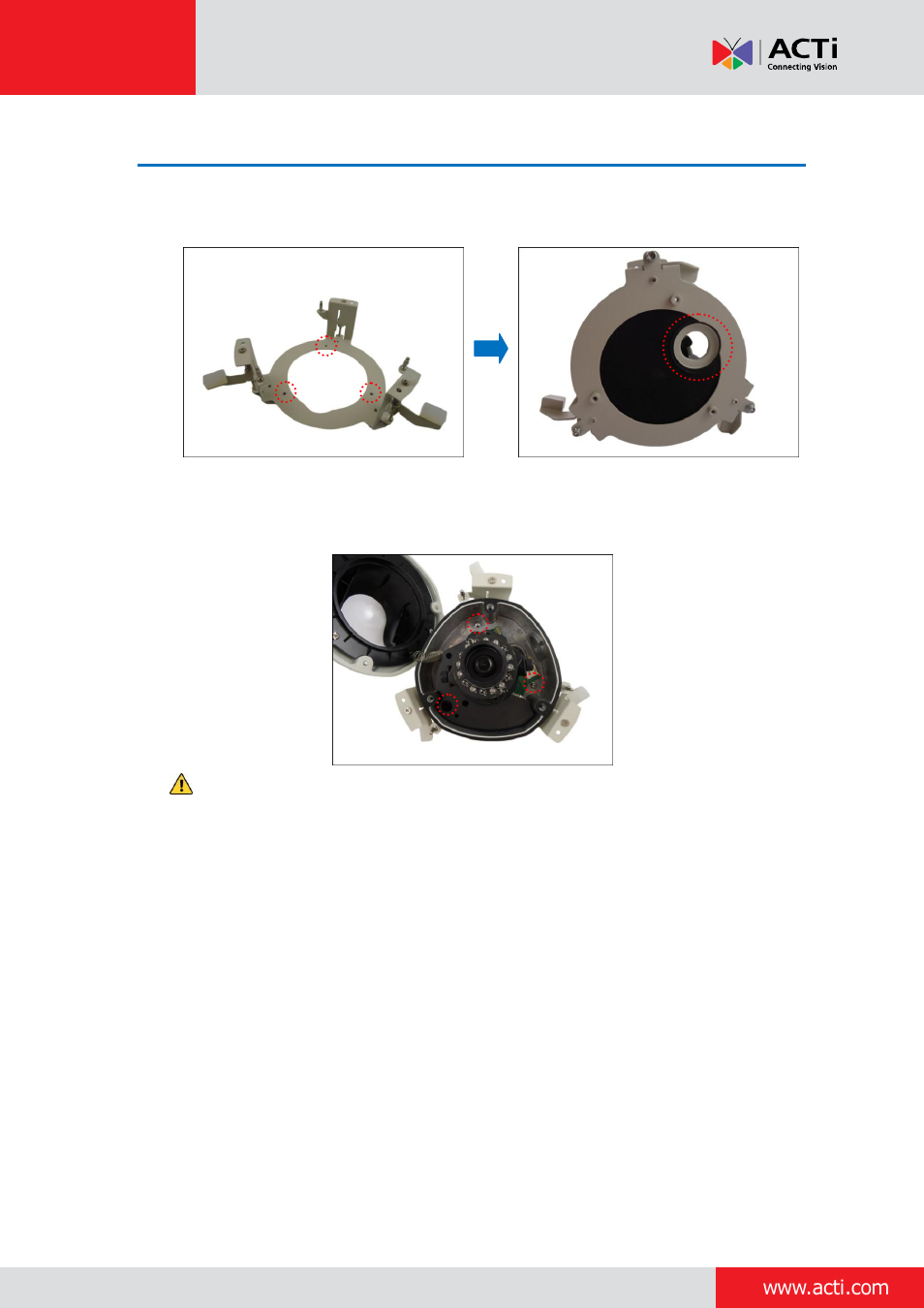 Step 5: install the camera | ACTi Outdoor Dome on Dropped Ceiling with Flush Mount User Manual | Page 10 / 34