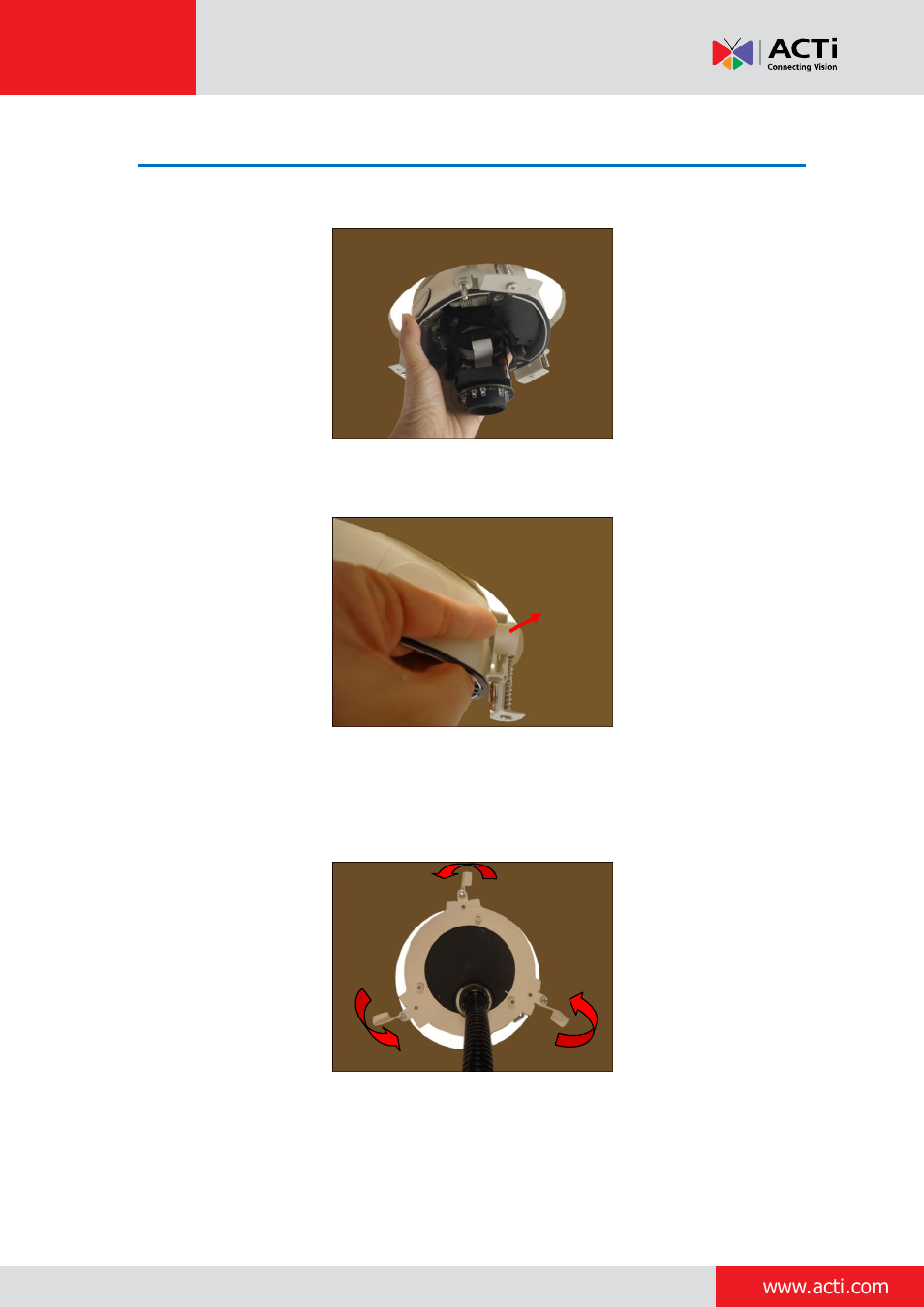 Step 7: install the mount | ACTi Outdoor Dome on Dropped Ceiling with Flush Mount User Manual | Page 15 / 34