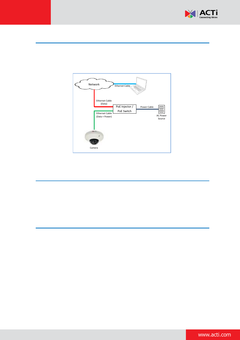 Step 5: connect to network, Step 6: access the camera live view, Step 7: adjust the viewing angle and focus | Installation guide | ACTi Indoor Mini Dome and Mini Fisheye Dome on Tilted Wall with Gang Box User Manual | Page 7 / 21