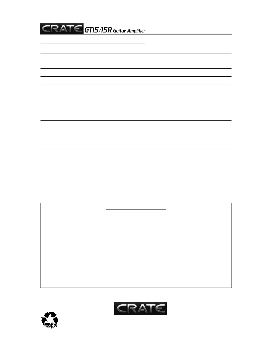 Gt15/15r | Crate Amplifiers GT15/15R User Manual | Page 4 / 4