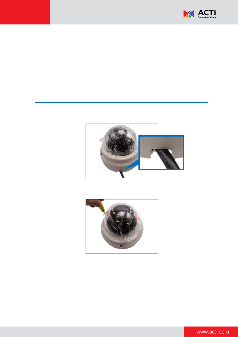 Step 7: close the dome cover | ACTi Indoor Dome (B6x) on Tilted Wall User Manual | Page 8 / 25